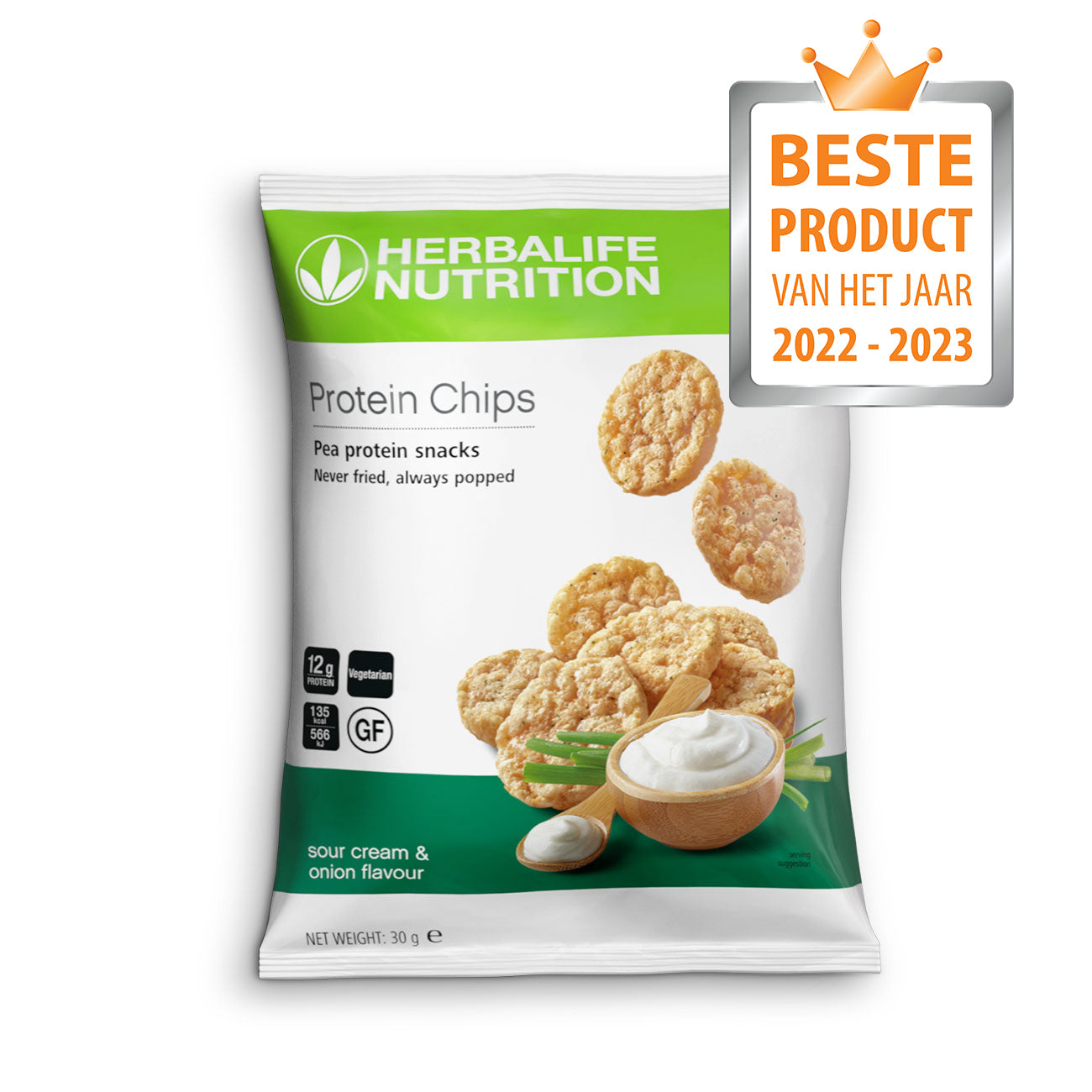 Herbalife proteïne chips Sour Cream & Onion smaak 10 zakjes