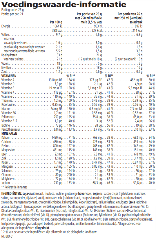 Ingredienten Herbalife Formula 1 Cookie Crunch shake 550 g